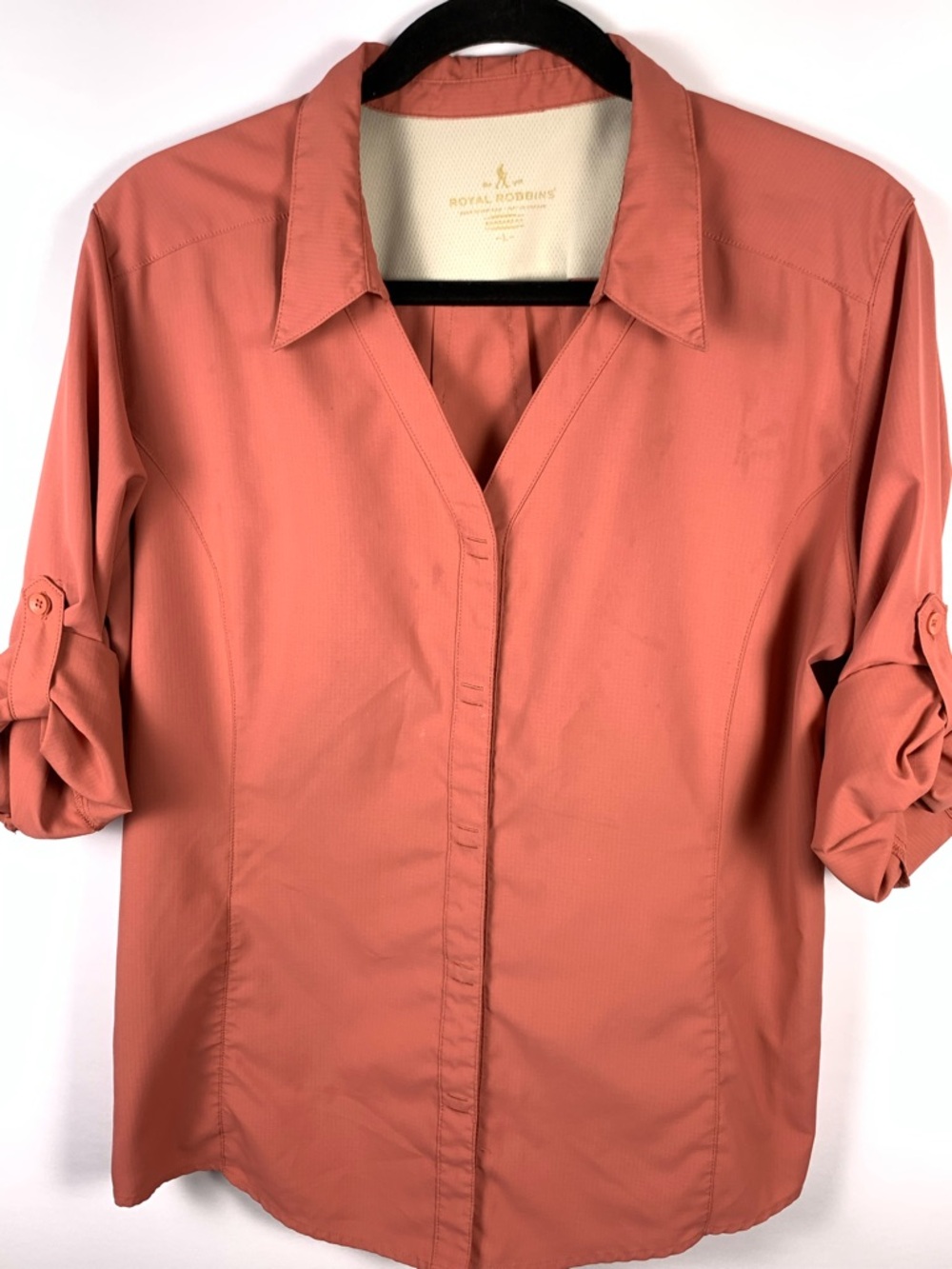 Royal Robbins Womens L Hiking Travel Shirt Roll Tab Lightweight Outdoor